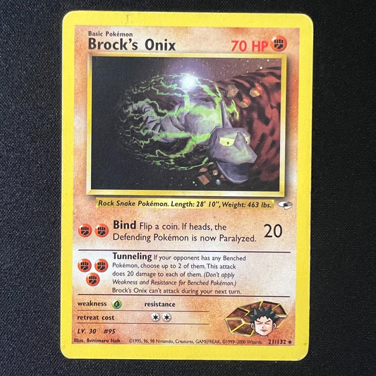 🪨 Brock's Onix 21/132 - Gym Heroes Unlimited Rare WOTC Pokemon Cards TCG MP