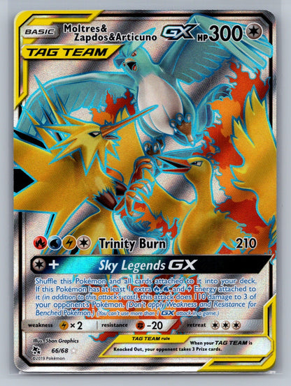 Moltres & Zapdos & Articuno GX (Full Art) Holo Ultra Rare 66/68 Hidden Fates NM