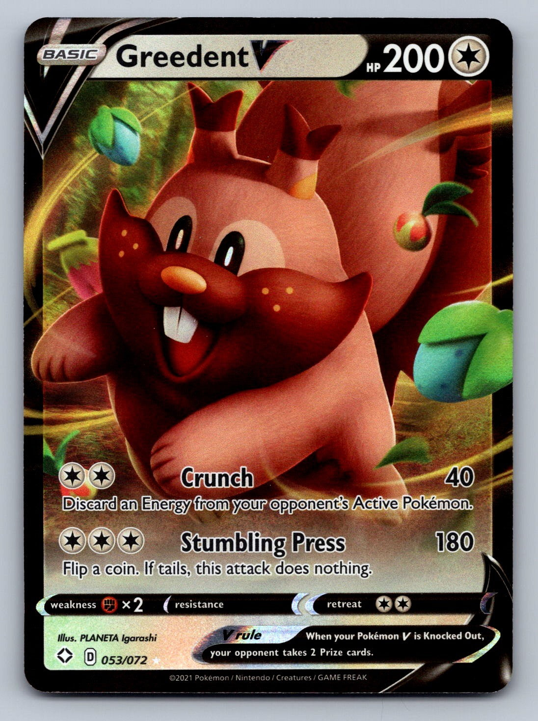 Greedent V 053/072 Colorless Holo Shining Fates LP