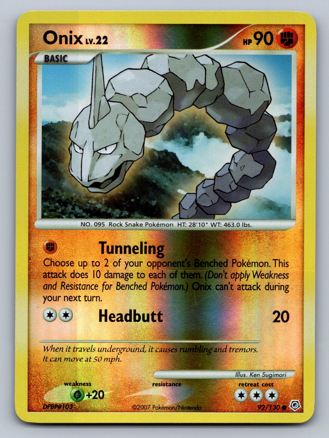 Onix 92/130 Fighting Reverse Holo Diamond and Pearl NM