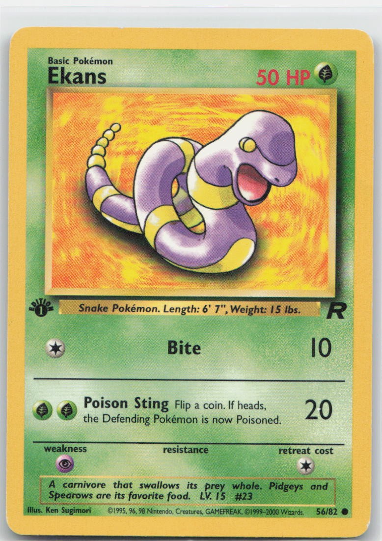 Ekans 1st Edition Common 56/82 Team Rocket MP