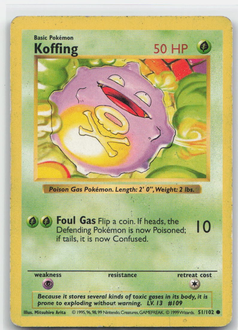 Koffing Unlimited Common 051/102 Base Set (Shadowless) MP
