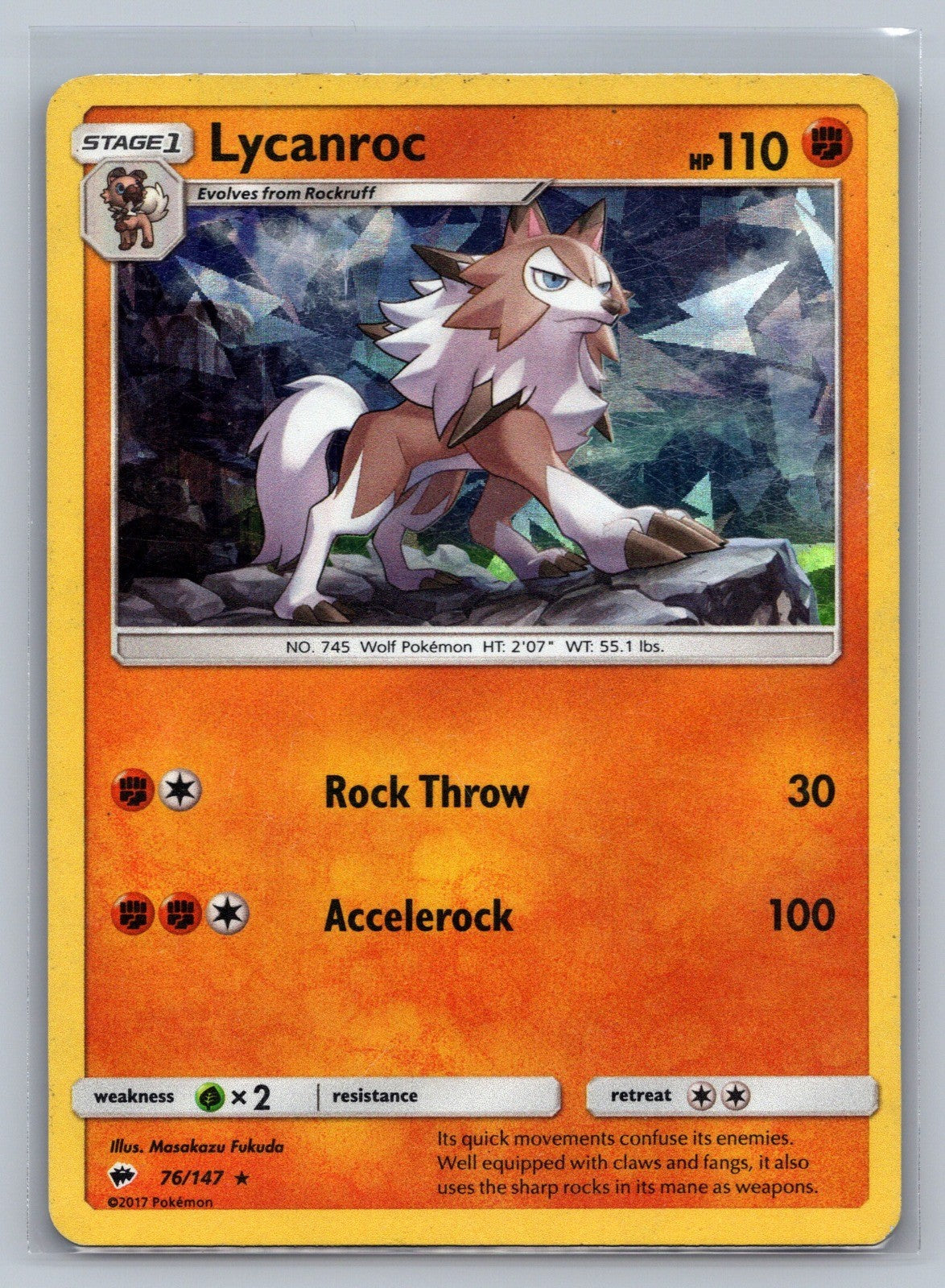 Lycanroc - 76/147 (Cracked Ice Holo) Holo Rare 076/147 Deck Exclusives LP