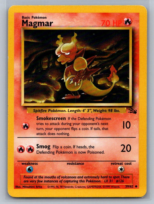 Magmar Unlimited Uncommon 39/62 Fossil LP