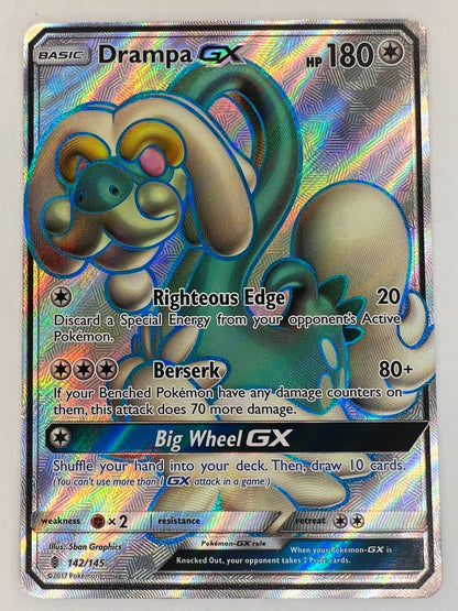 2017 Sun & Moon - Guardians Rising Pokemon Drampa-GX Ultra Rare #142/145 NM