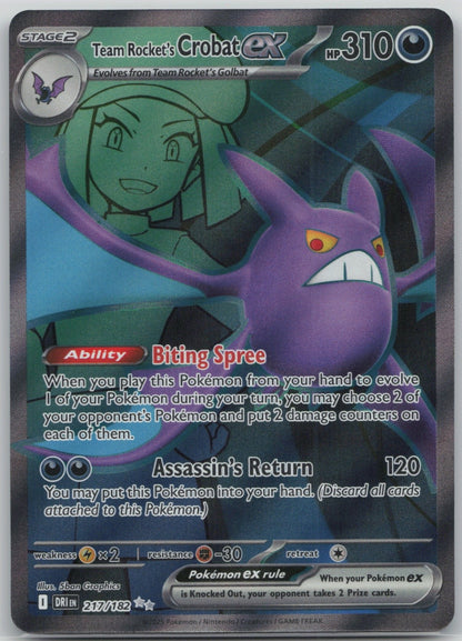 Team Rocket's Crobat ex - Holo Ultra Rare 217/182 SV10: Destined Rivals NM