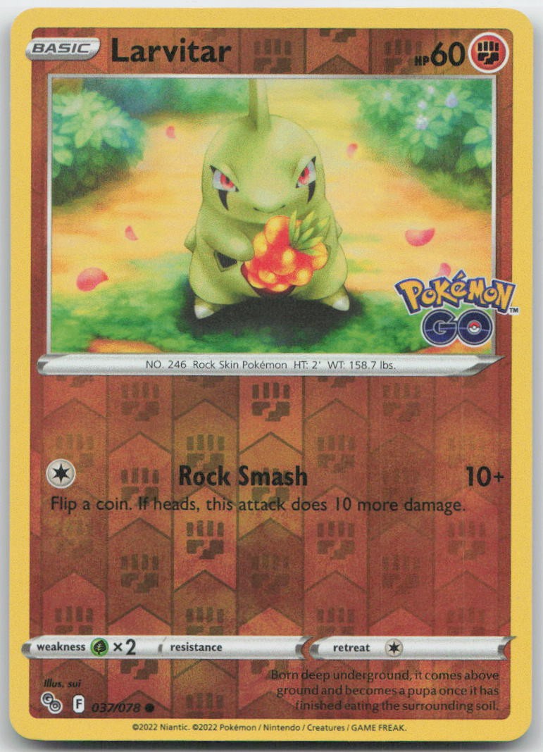 Larvitar Reverse Holo Common 037/078 Pokemon GO NM