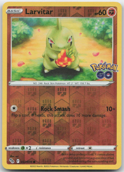 Larvitar Reverse Holo Common 037/078 Pokemon GO NM