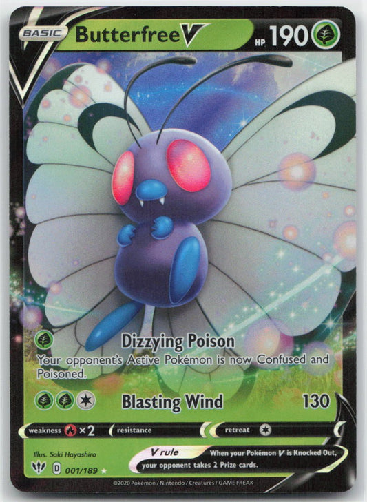 Butterfree V Holo Ultra Rare 001/189 SWSH03: Darkness Ablaze NM