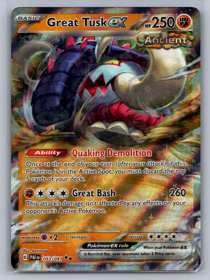 Great Tusk ex Holo Double Rare 053/091 SV: Paldean Fates NM