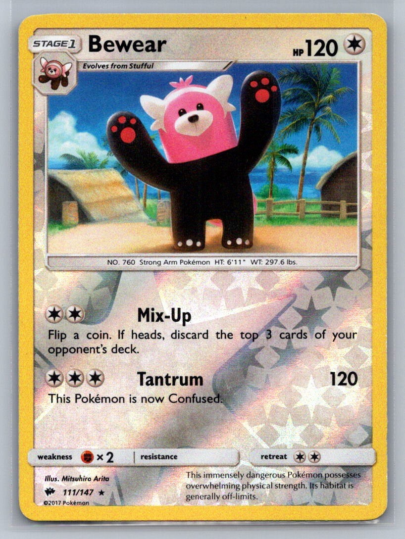 Bewear Reverse Holo Rare 111/147 SM - Burning Shadows LP