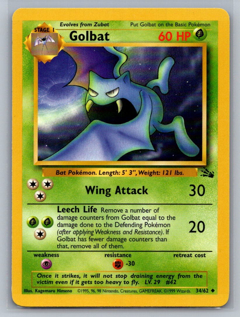 Golbat Unlimited Uncommon 34/62 Fossil LP