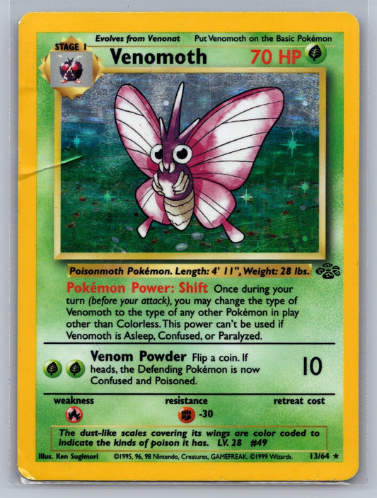Venomoth (13) Unlimited Holo Holo Rare 13/64 Jungle MP