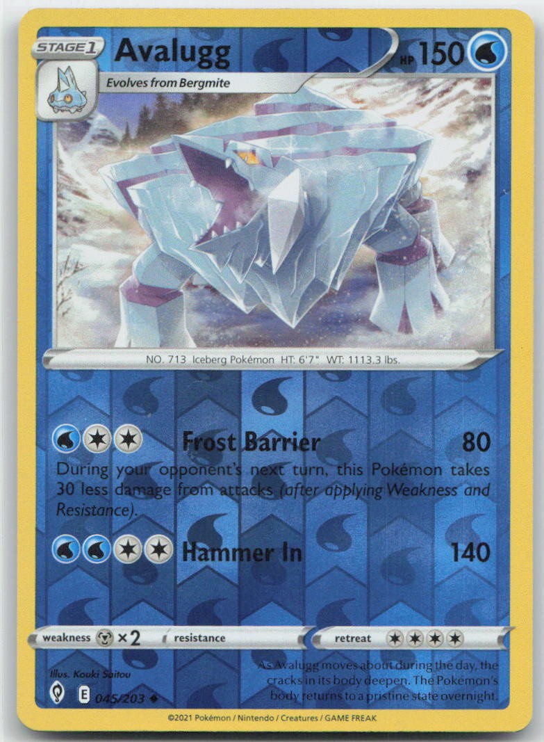 Avalugg Reverse Holo Uncommon 045/203 SWSH07: Evolving Skies NM