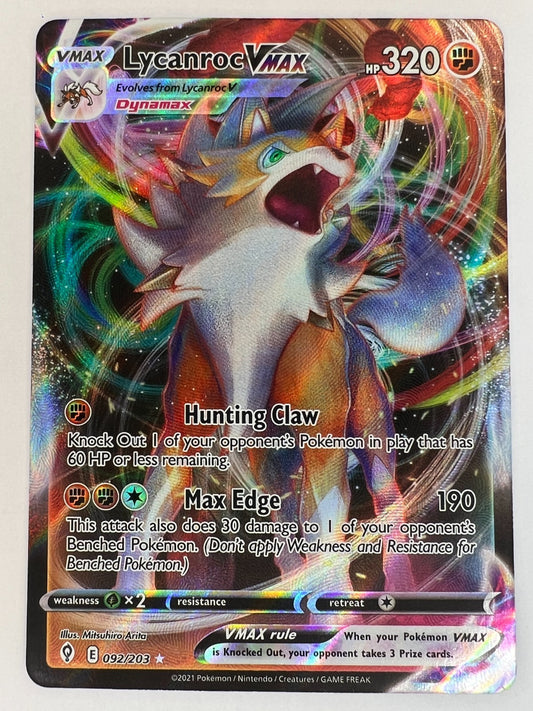 Lycanroc Vmax 092/203 Evolving Skies NM Full Art Ultra Rare Pokemon TCG - NM
