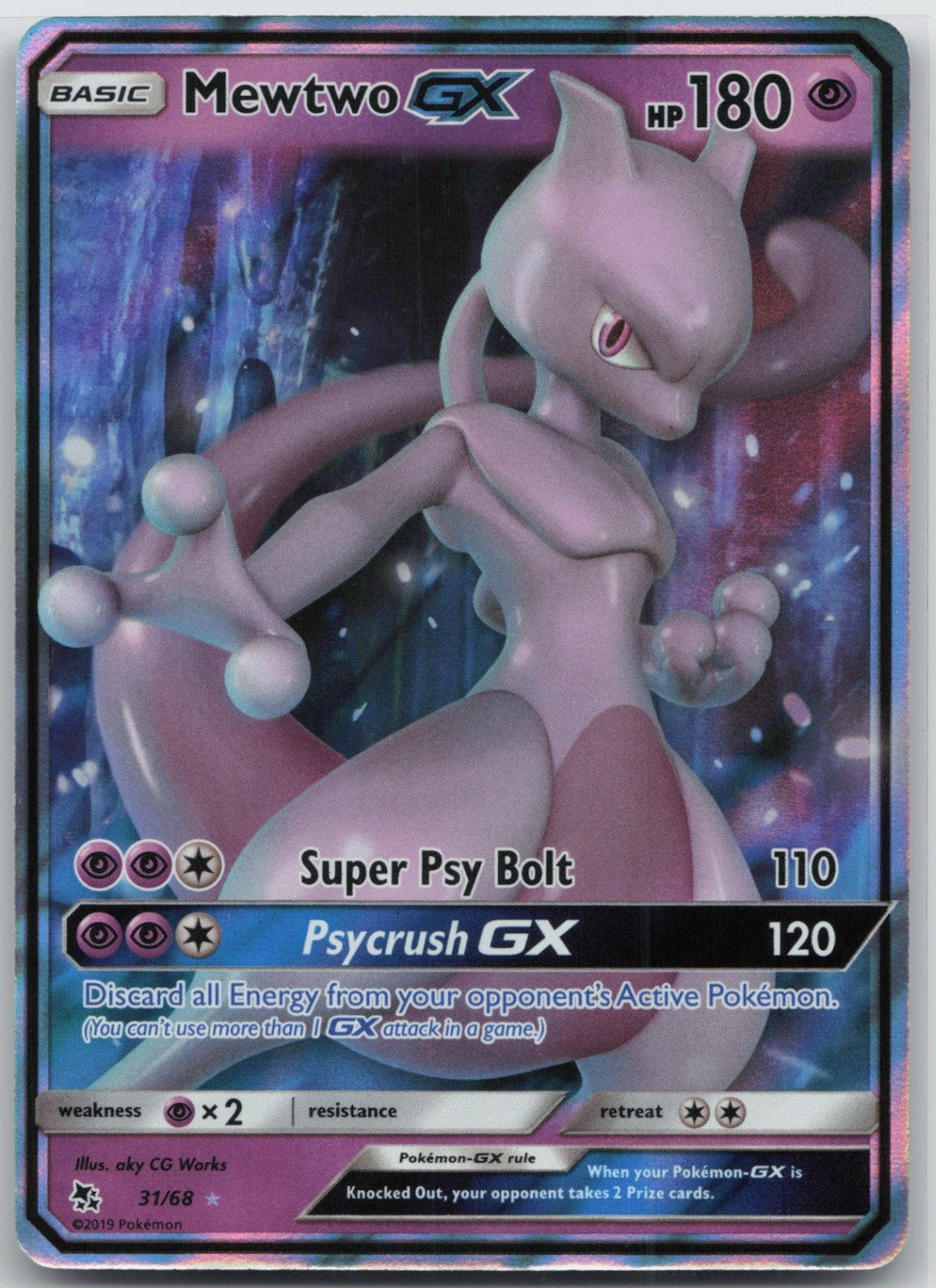 Mewtwo GX Holo Ultra Rare 31/68 Hidden Fates NM