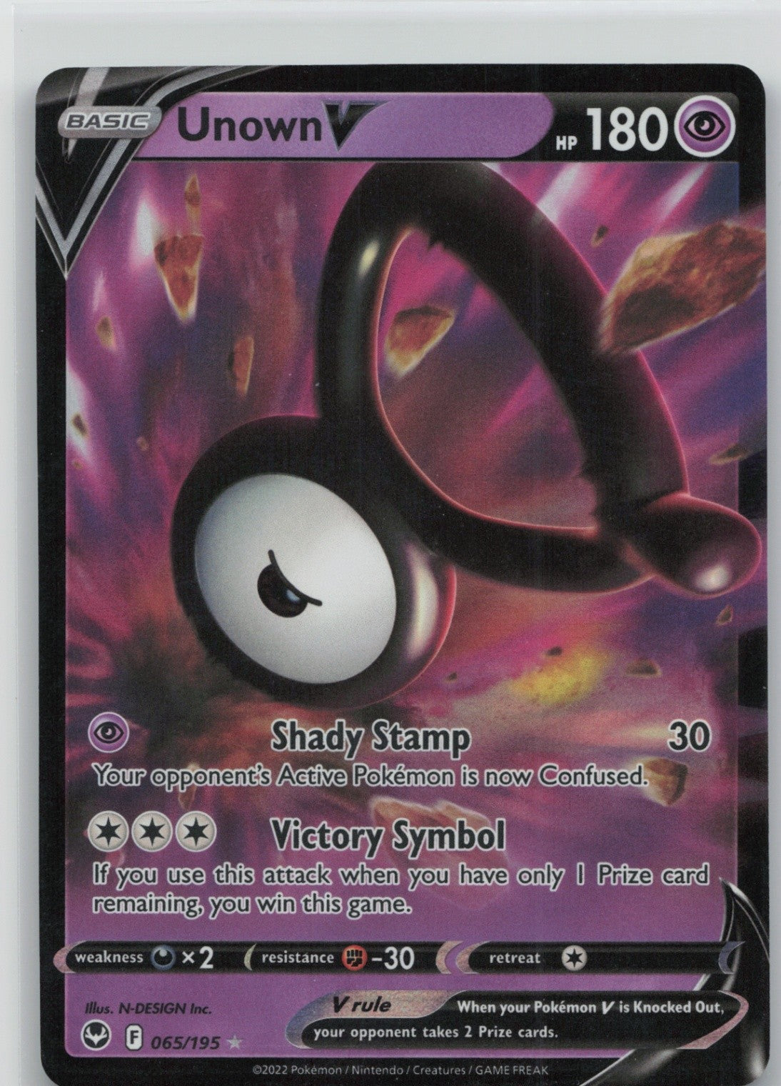 Unown V Holo Ultra Rare 065/195 SWSH12: Silver Tempest NM
