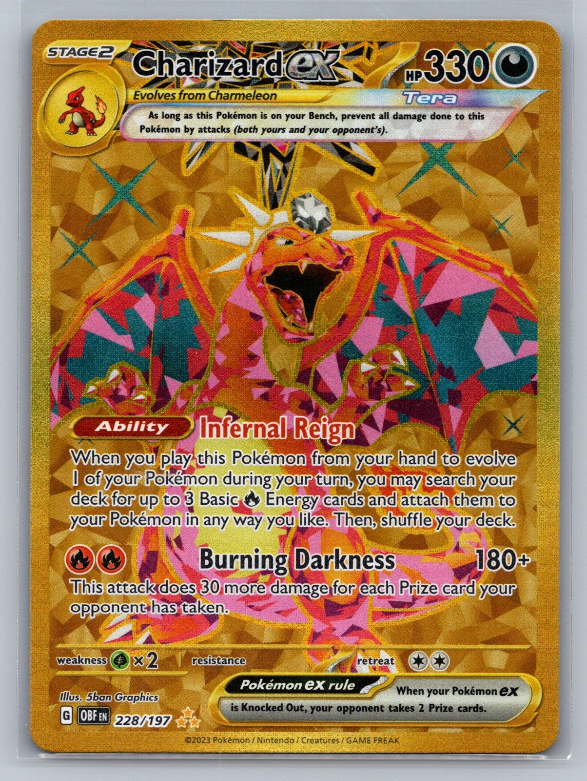 Charizard ex Holo Hyper Rare 228/197 SV03: Obsidian Flames NM
