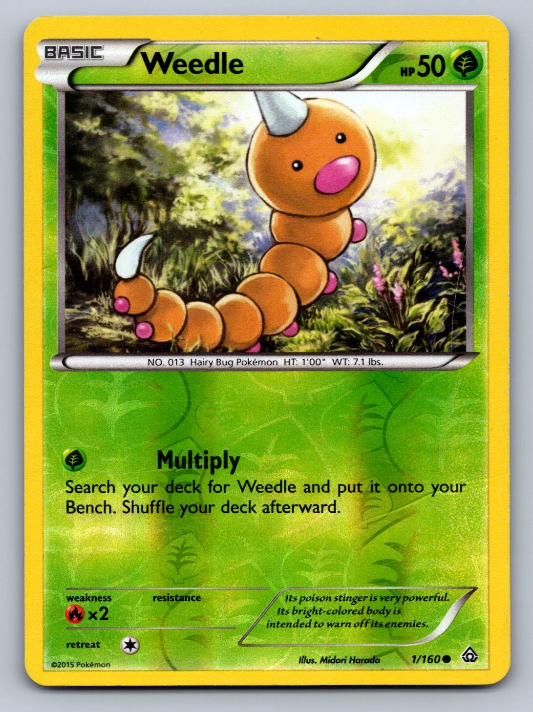 Weedle Reverse Holo Common 1/160 XY - Primal Clash NM