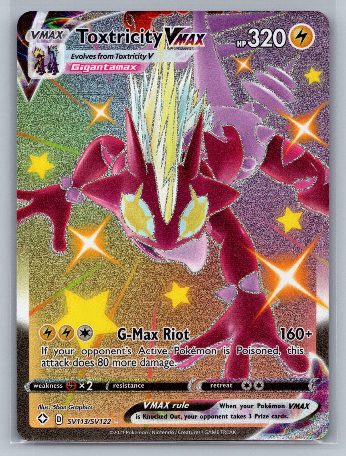 Toxtricity VMAX Shiny Holo Rare SV113/SV122 Shining Fates: Shiny Vault NM