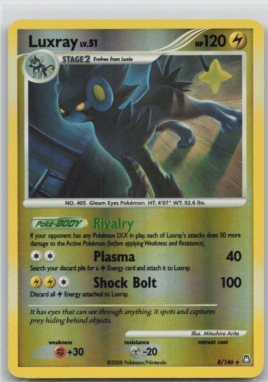 Luxray Reverse Holo Holo Rare 8/146 Legends Awakened NM