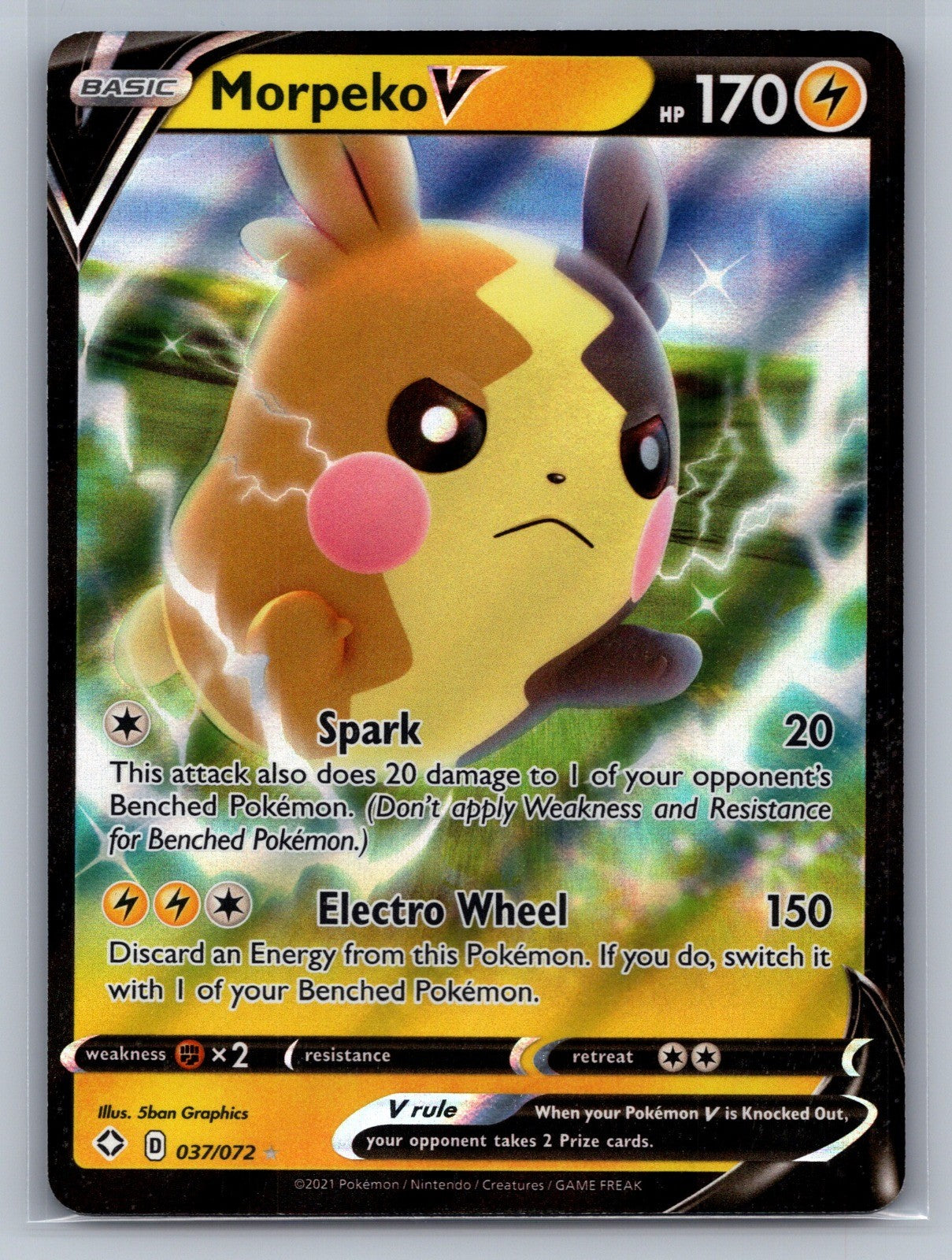 Morpeko V Holo Ultra Rare 037/072 Shining Fates NM