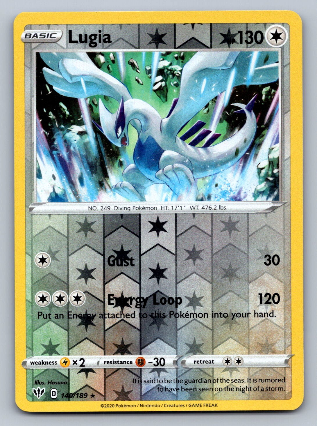 Lugia Reverse Holo Rare 140/189 SWSH03: Darkness Ablaze NM