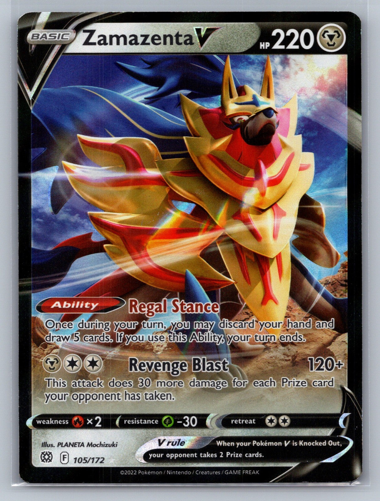 Zamazenta V Holo Ultra Rare 105/172 SWSH09: Brilliant Stars NM