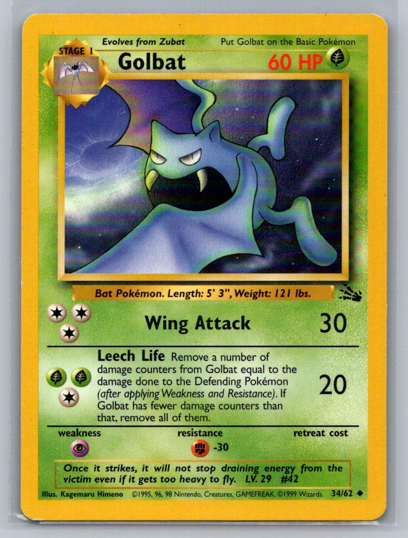 Golbat Unlimited Uncommon 34/62 Fossil LP