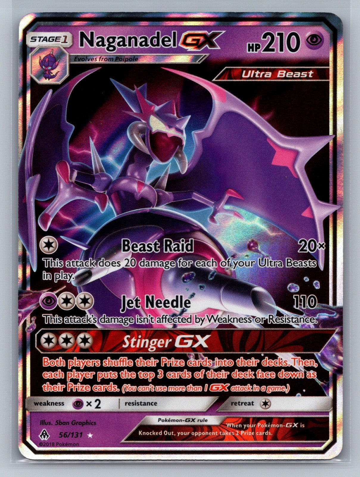 Naganadel GX Holo Ultra Rare 56/131 SM - Forbidden Light NM