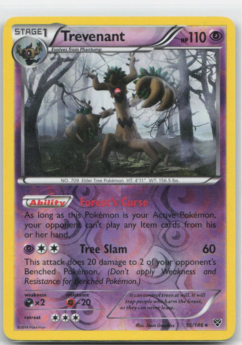 Trevenant Reverse Holo Holo Rare 55/146 XY Base Set LP