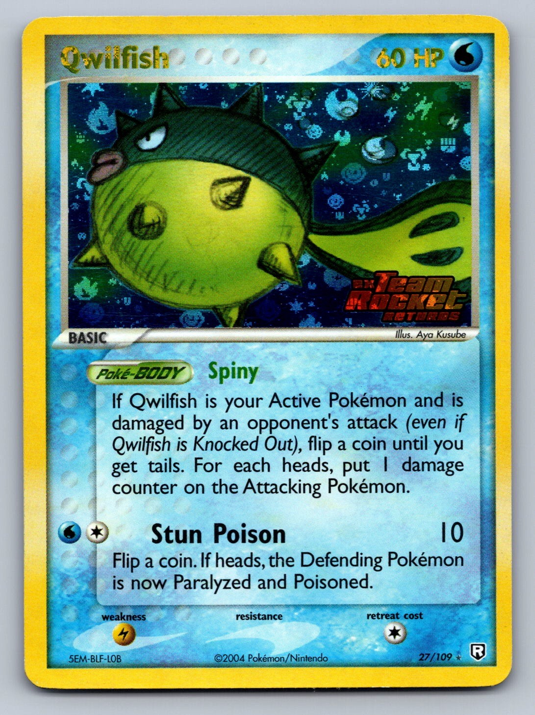Qwilfish 27/109 Water Reverse Holo Team Rocket Returns NM