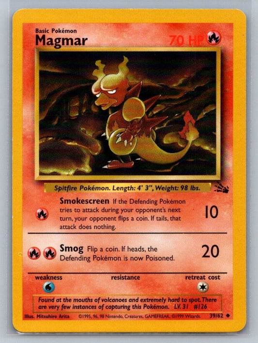 Magmar Unlimited Uncommon 39/62 Fossil LP