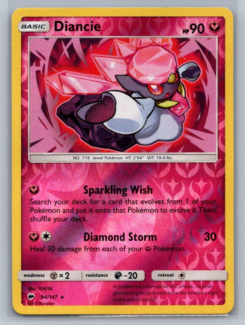 Diancie Reverse Holo Holo Rare 94/147 SM - Burning Shadows LP