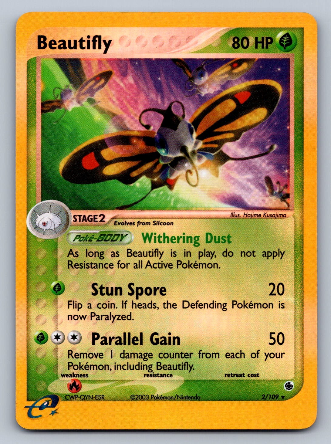 Beautifly Reverse Holo Holo Rare 2/109 Ruby and Sapphire NM