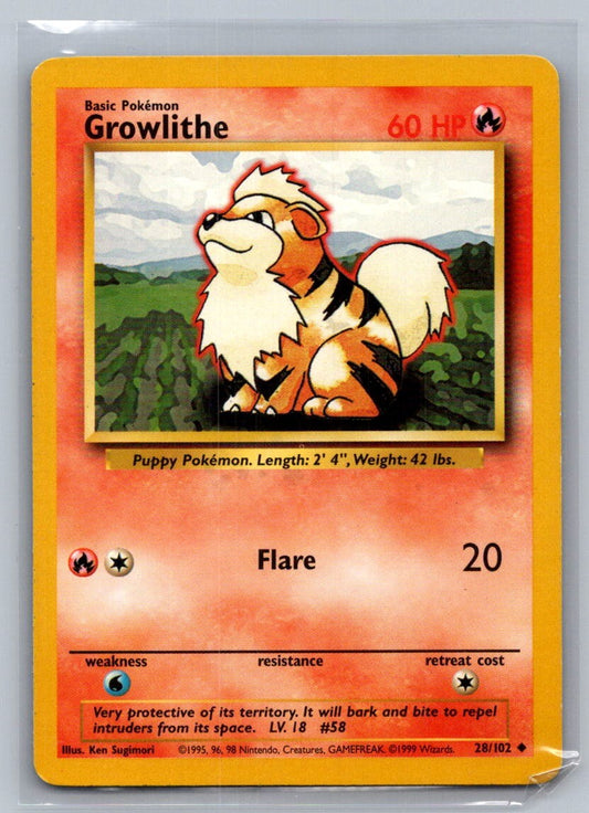 Growlithe Uncommon 028/102 Base Set LP