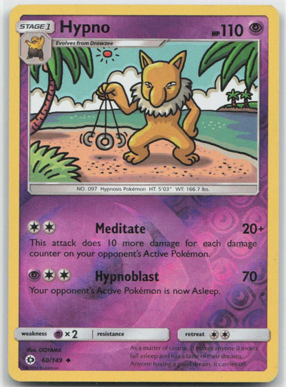 Hypno Reverse Holo Uncommon 60/149 SM Base Set NM