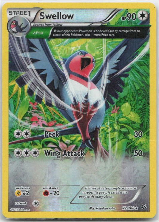 Swellow (72 Delta) Reverse Holo Holo Rare 72/108 XY - Roaring Skies NM