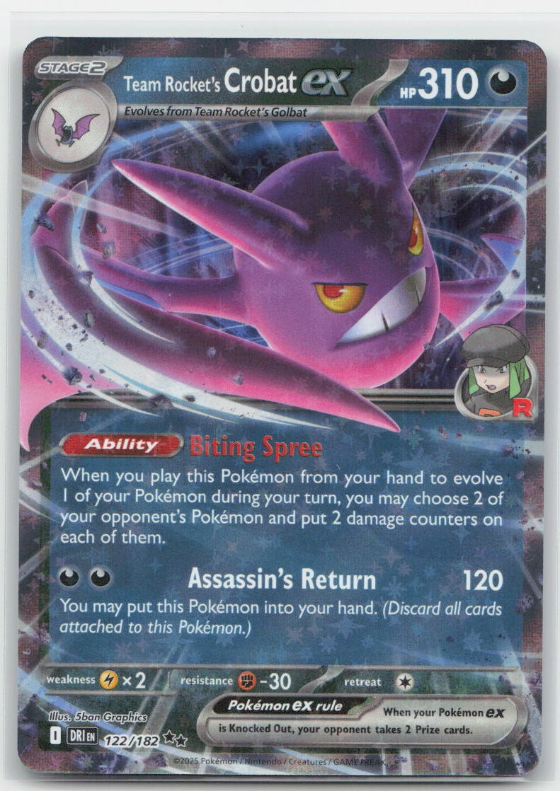 Team Rocket's Crobat ex - Holo Double Rare 122/182 SV10: Destined Rivals NM