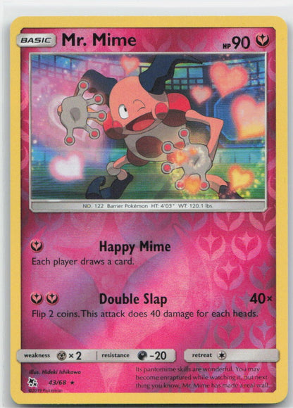 Mr. Mime Reverse Holo Rare 43/68 Hidden Fates NM