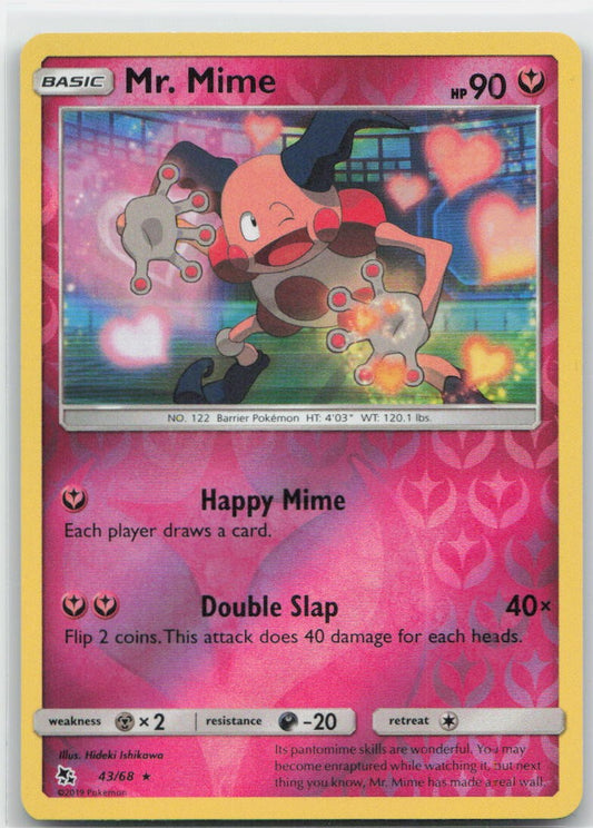 Mr. Mime Reverse Holo Rare 43/68 Hidden Fates NM