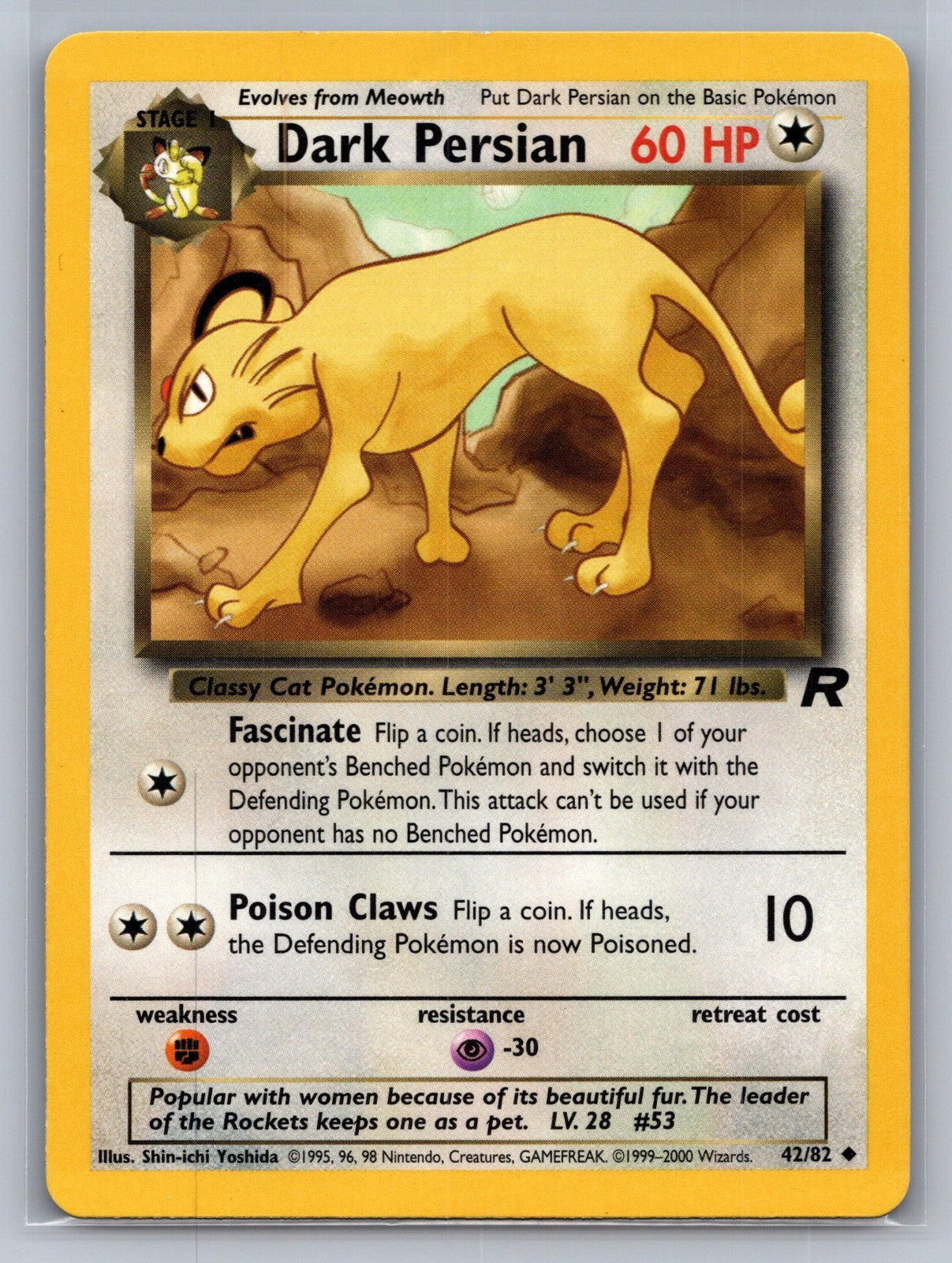 Dark Persian Unlimited Uncommon 42/82 Team Rocket LP