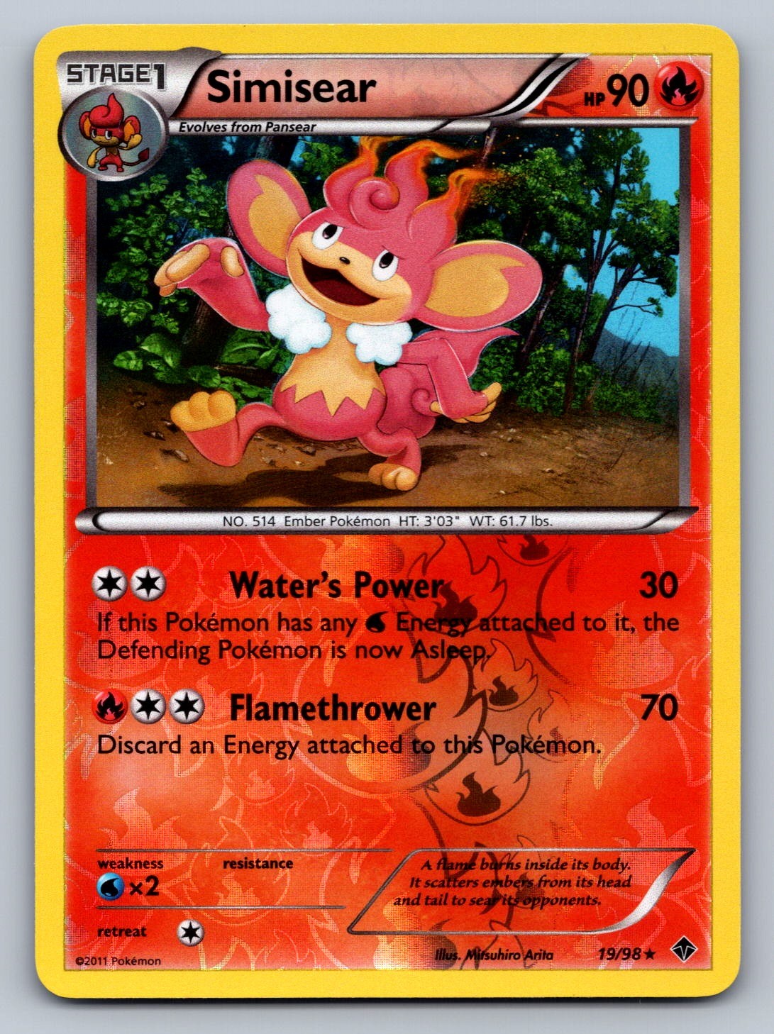 Simisear Reverse Holo Rare 19/98 Emerging Powers NM