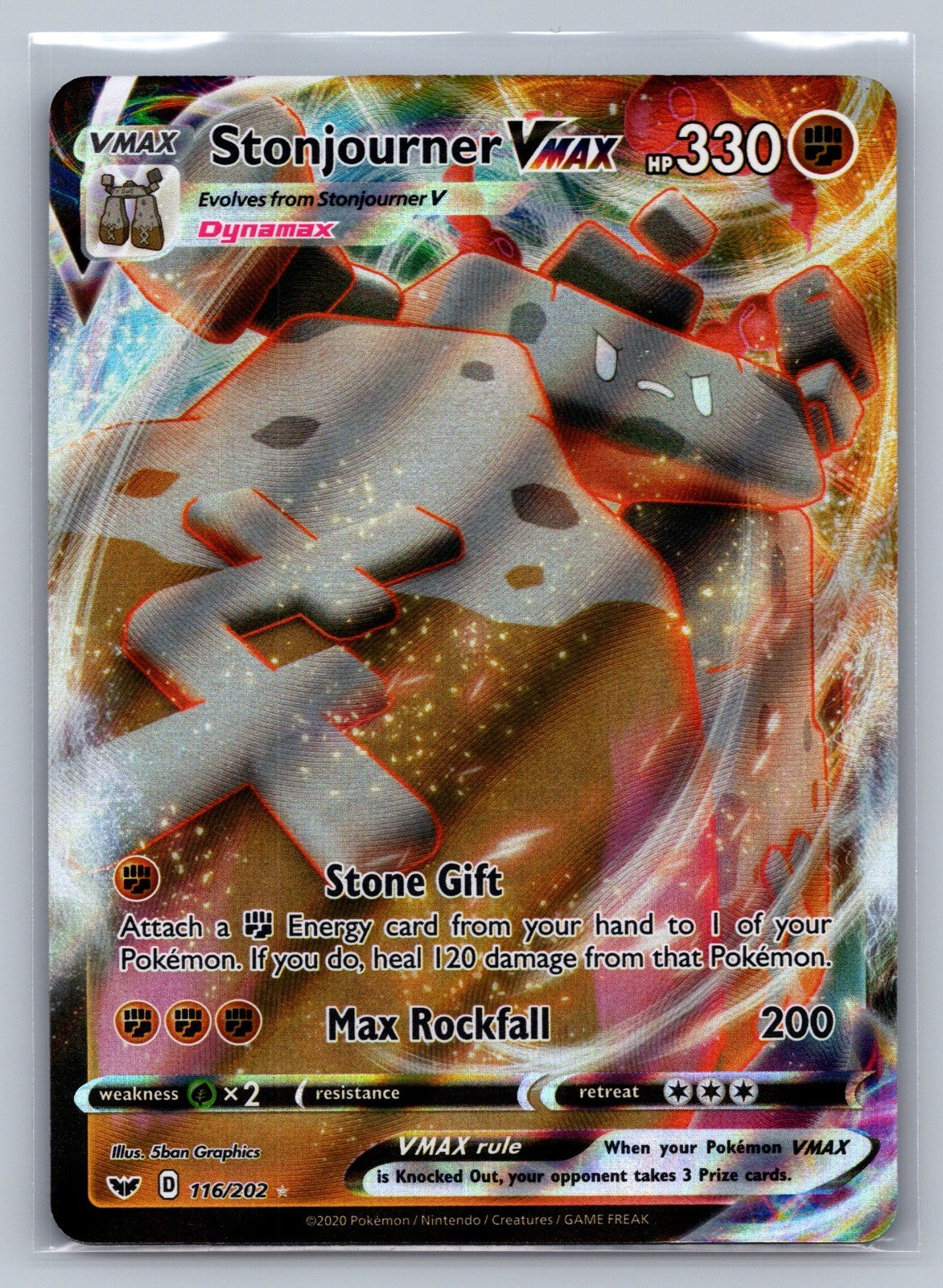 Stonjourner VMAX Holo Ultra Rare 116/202 SWSH01: Sword & Shield Base Set NM