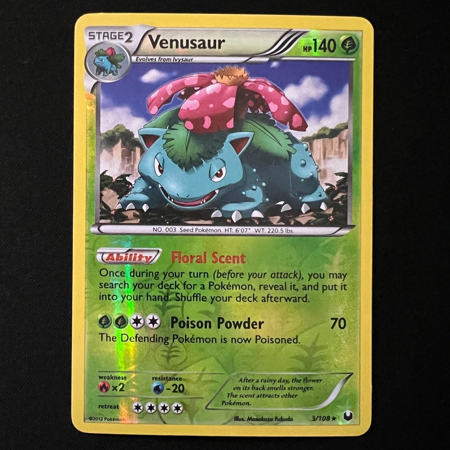 Pokemon Black & White Dark Explorers VENUSAUR Reverse Holo 3/108 MP
