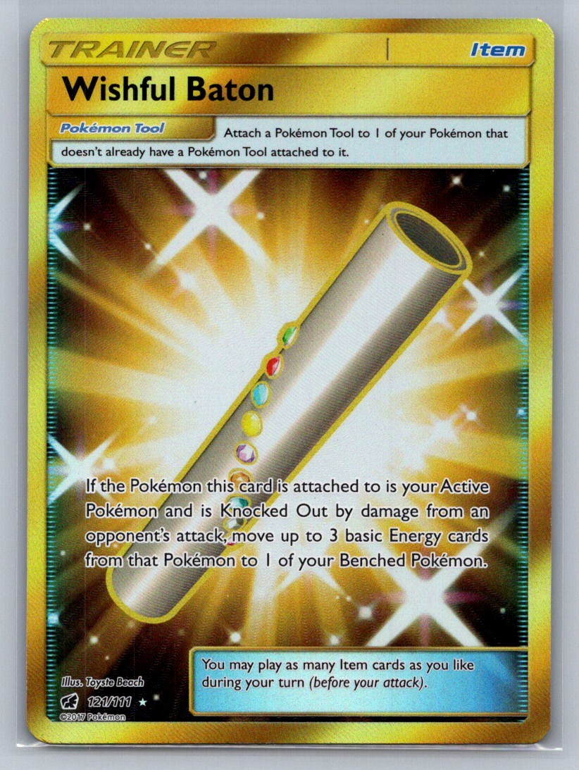 Wishful Baton (Secret) Holo Secret Rare 121/111 SM - Crimson Invasion NM