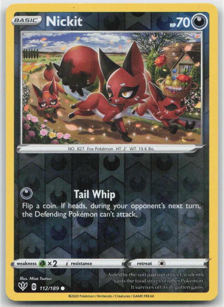 Nickit Reverse Holo Common 112/189 SWSH03: Darkness Ablaze NM