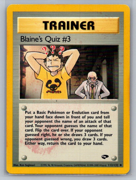 Blaine's Quiz #3 Unlimited Uncommon 112/132 Gym Challenge LP