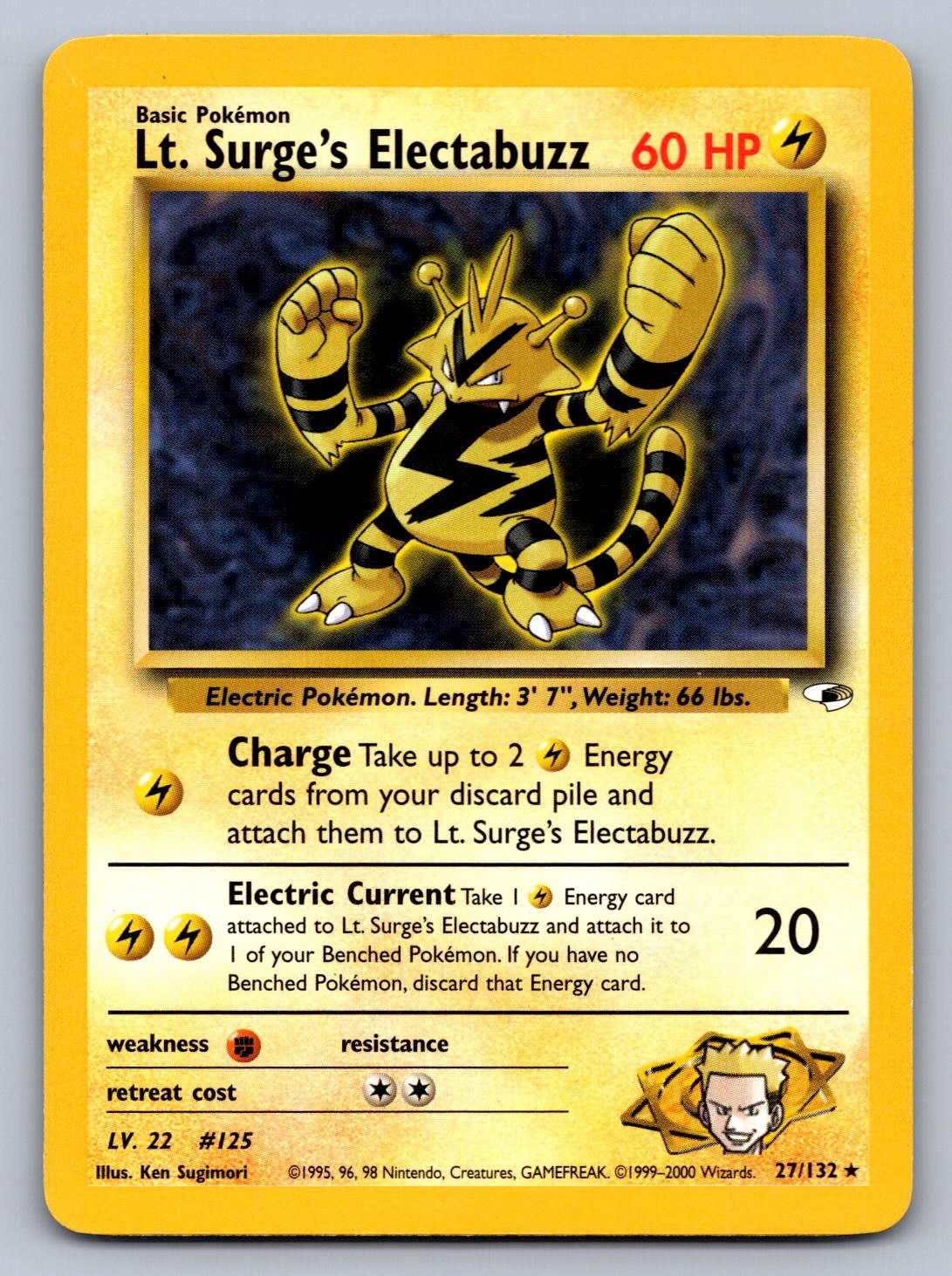 Lt. Surge's Electabuzz (27) Unlimited Rare 027/132 Gym Heroes NM