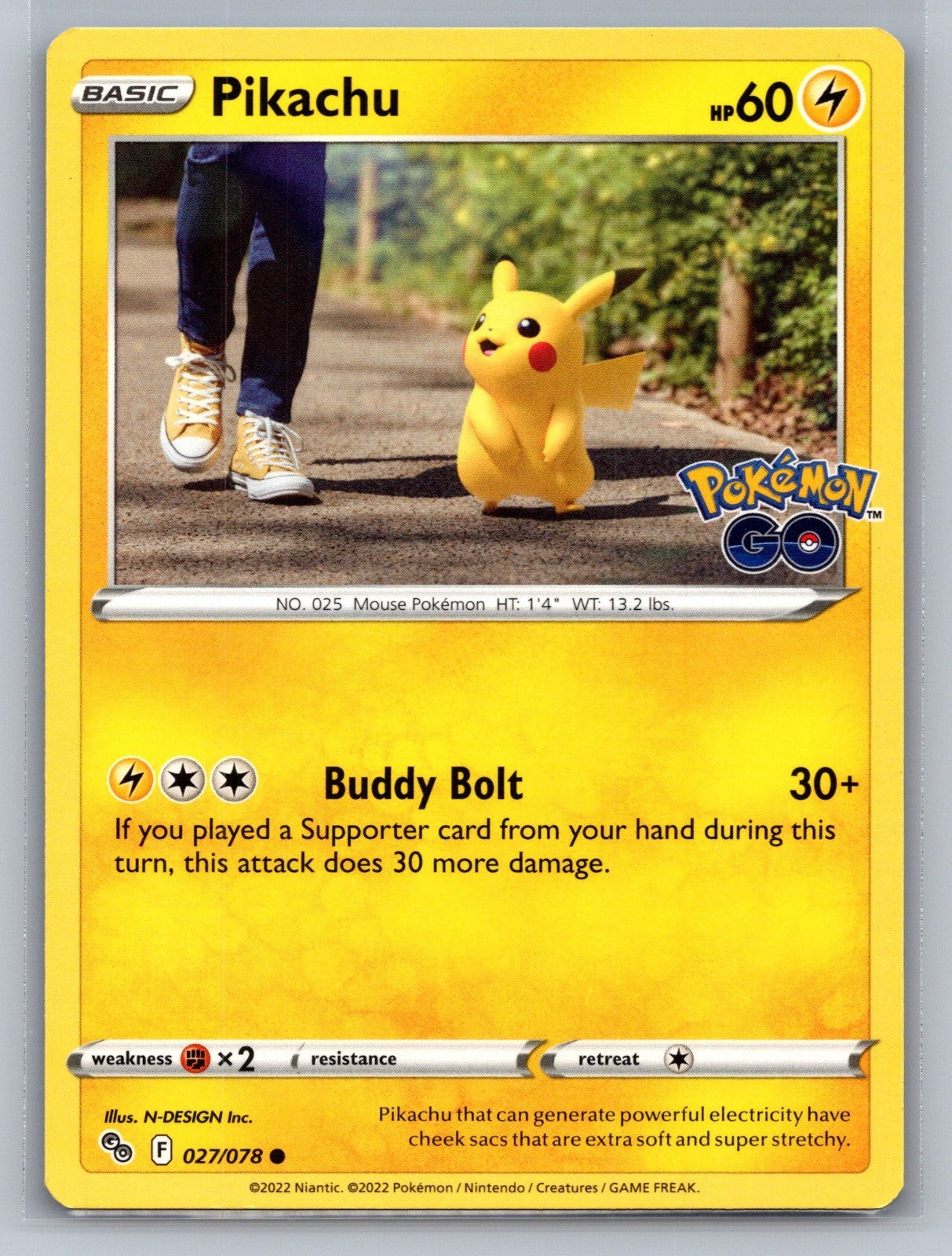 Pikachu (27) Common 027/078 Pokemon GO NM
